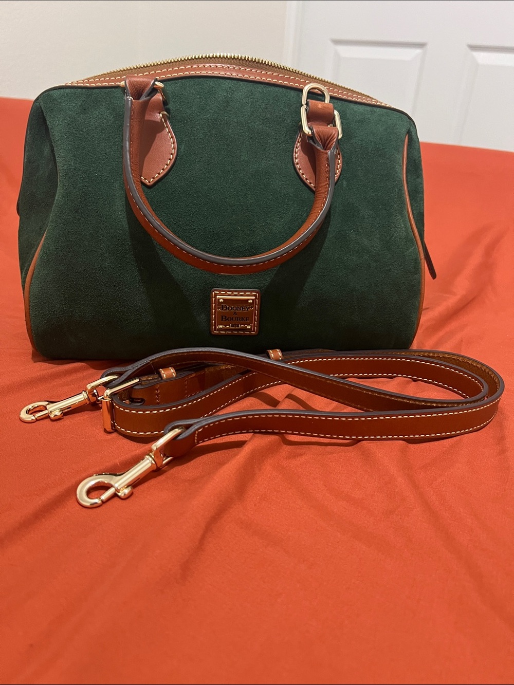 Dooney & Bourke Suede Barrel Satchel - Ivy Green - Picture 8 of 9